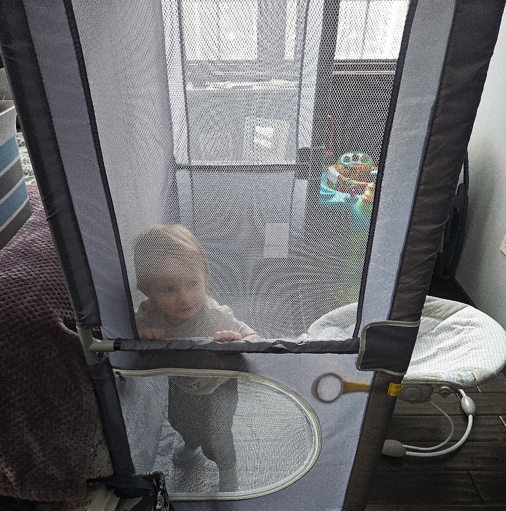 Gray Baby Playpen with Mesh Sides 50x50